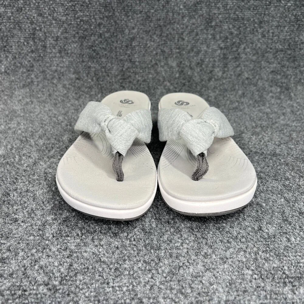 Clarks Cloudsteppers Sandals Women's 8 Grey Comfort Casual Toe Post‎ Flip Flops